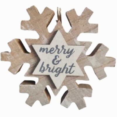 SNOWFLAKE Merry & Bright (wood)