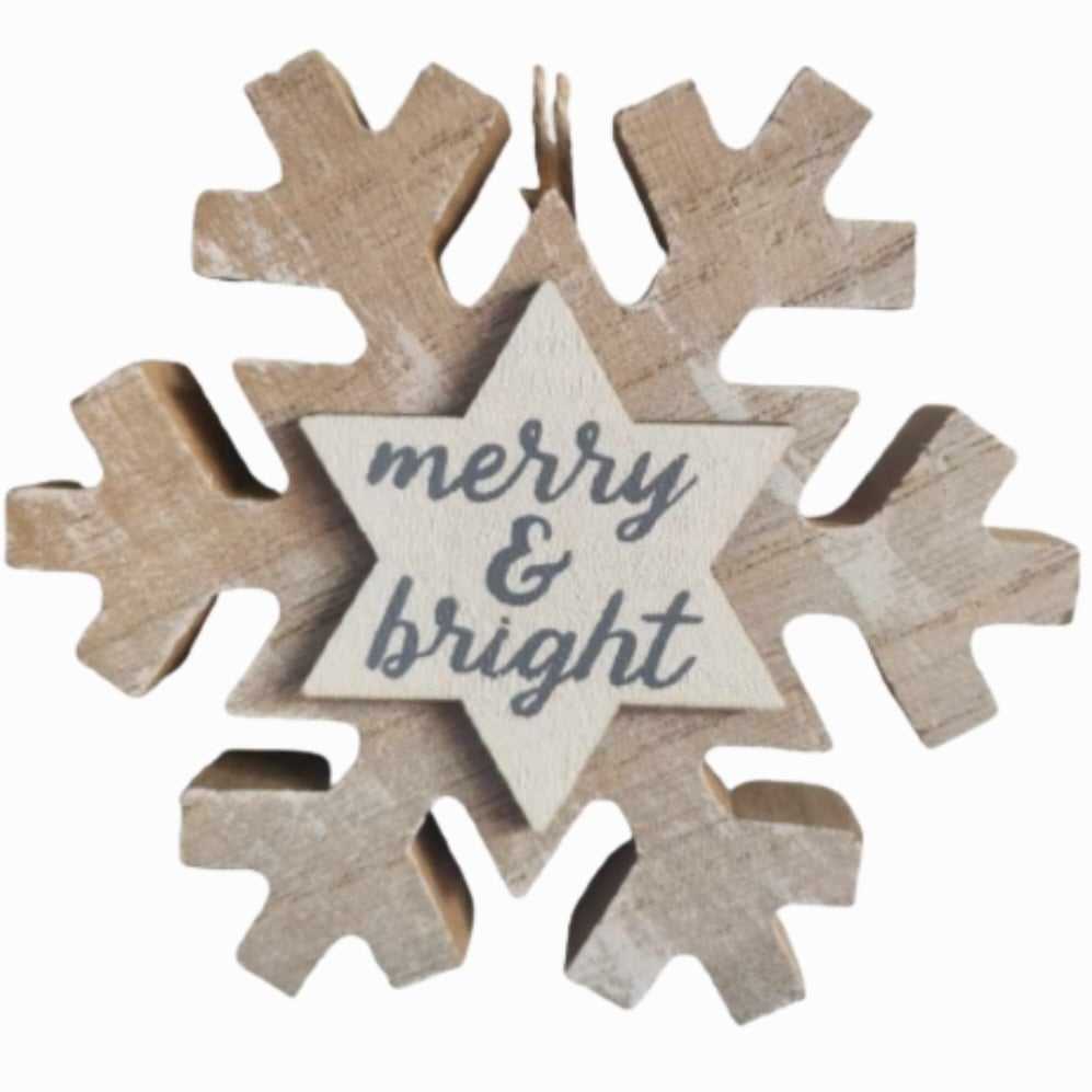 SNOWFLAKE Merry & Bright (wood)